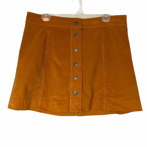 Madewell Dresses & Skirts - Madewell orange velvet a line skirt snap front